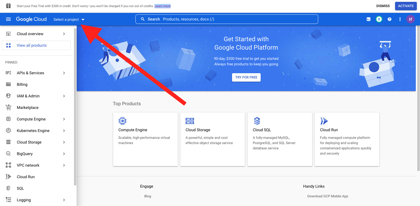 Добавление проекта в Google Cloud7