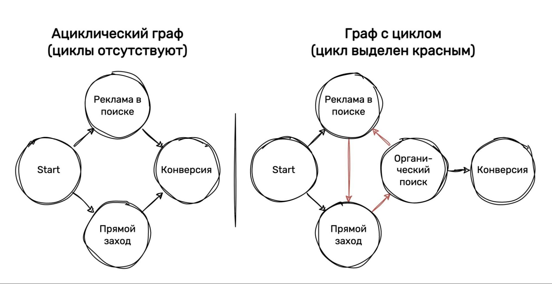 Рисунок 2. Циклы в направленных графах